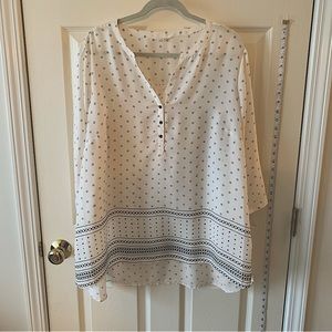 Maurices Sheer Cream and Navy Print Tunic